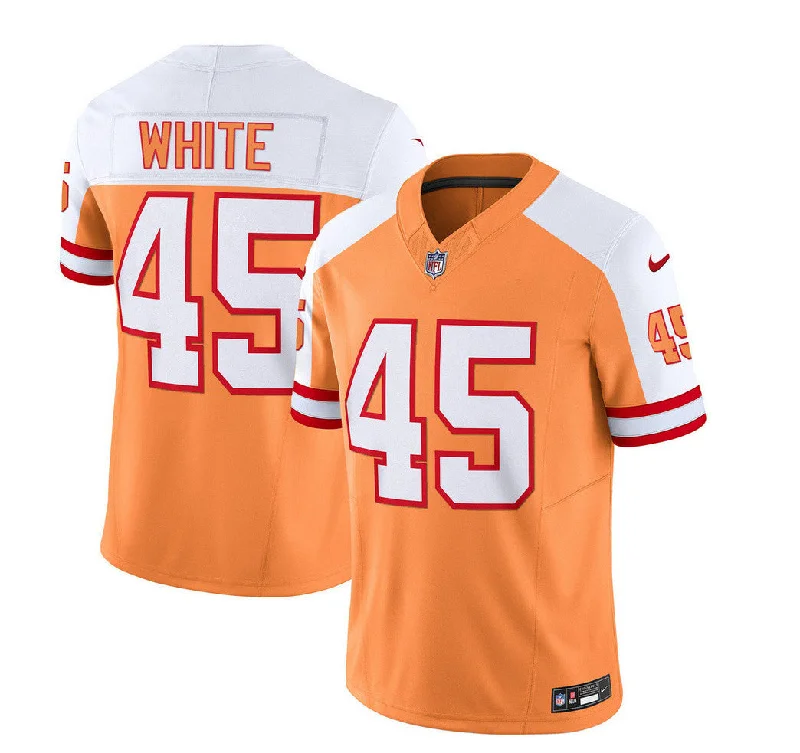 Personalized Football Jersey-Men's Tampa Bay Buccaneers #45 Devin White 2023 F.U.S.E. White/Gold Throwback Limited Football Stitched Jersey