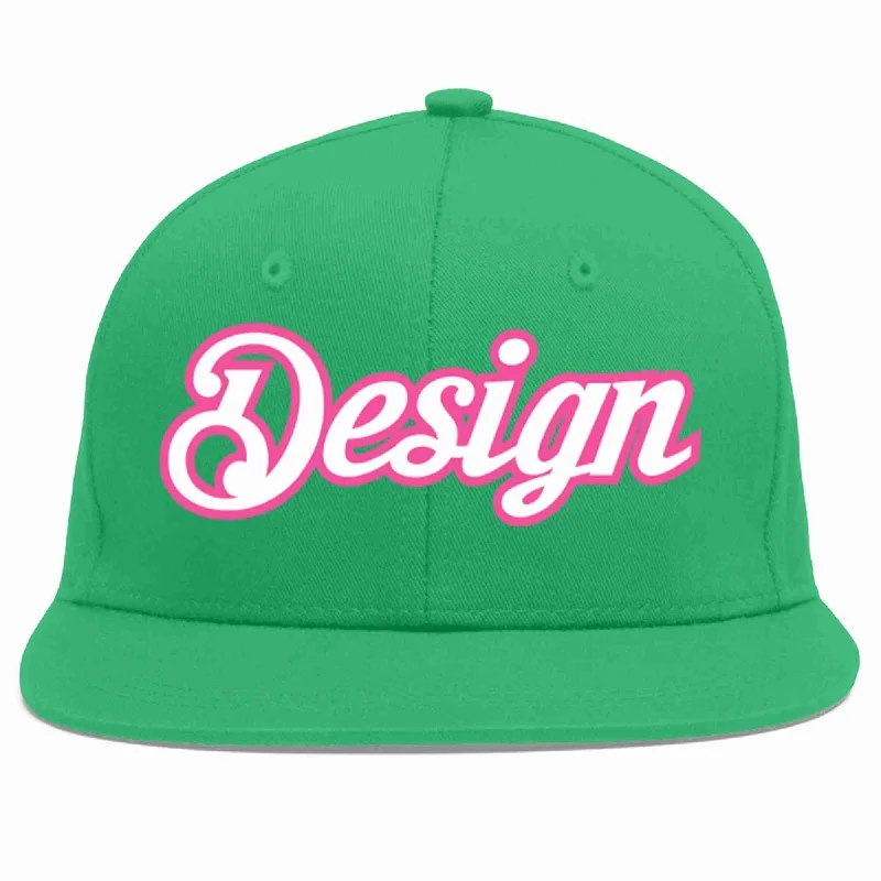 Baseball Cap For Softball And Baseball Events-Custom Teal White-Pink Flat Eaves Sport Baseball Cap