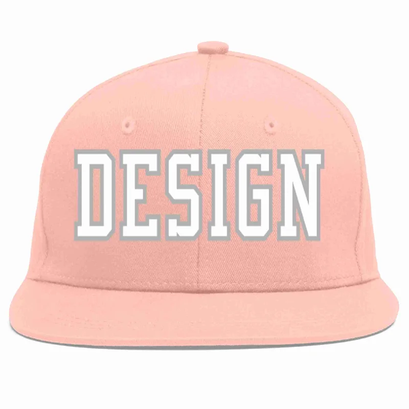 Baseball Cap For Outdoor Sports-Custom Pink White-Gray Flat Eaves Sport Baseball Cap Design for Men/Women/Youth