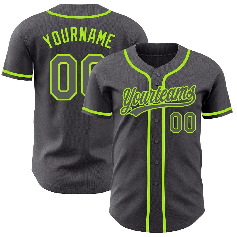 Baseball Jersey For Team Event Custom Orders-Custom Steel Gray Neon Green Authentic Baseball Jersey