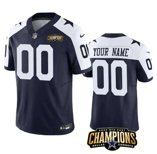 Football Jersey For Player Recognition-Men's Dallas Cowboys Active Player Custom Navy/White 2023 F.U.S.E. NFC East Champions Patch Football Stitched Jersey