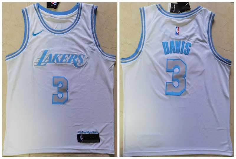 Basketball Jersey For Custom Team Merchandising-Lakers 3 Anthony Davis White 2021 City Edition Swingman Basketball Jersey