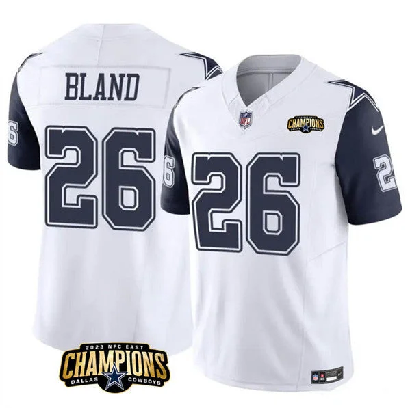 Football Jersey For Custom Event Apparel-Men's Dallas Cowboys #26 DaRon Bland White/Navy 2023 F.U.S.E. NFC East Champions Patch Football Stitched Jersey