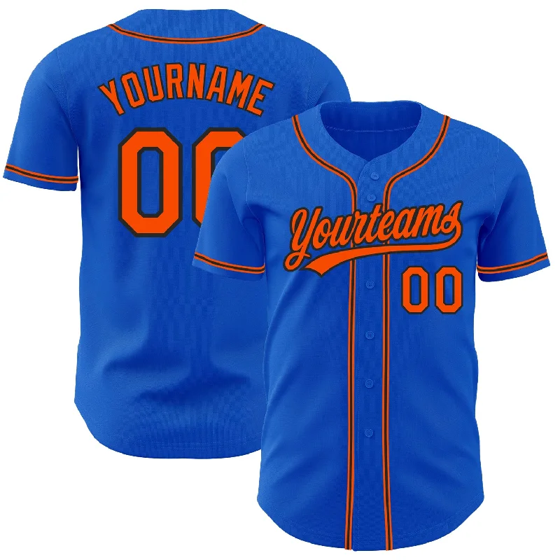 Baseball Jersey With Custom Text-Custom Thunder Blue Orange-Black Authentic Baseball Jersey