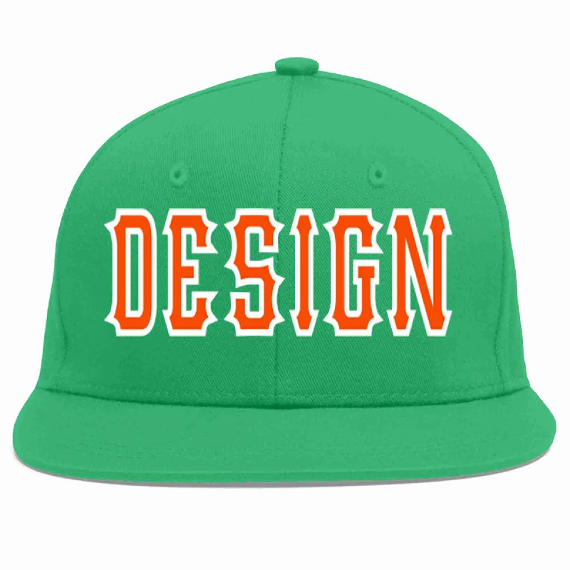 Baseball Cap For Youth Sports Teams-Custom Teal Orange-White Flat Eaves Sport Baseball Cap