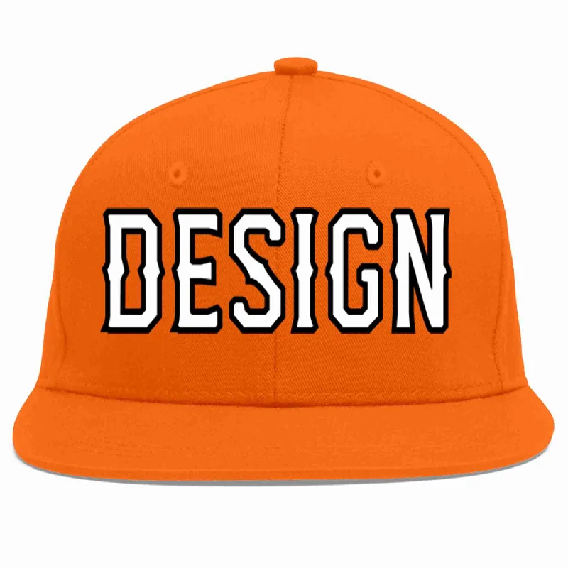 Baseball Cap For Fundraisers-Custom Orange White-Black Flat Eaves Sport Baseball Cap Design for Men/Women/Youth