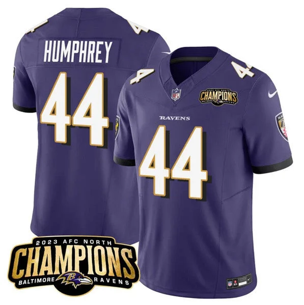 Football Jersey For Special Occasion Custom Orders-Men's Baltimore Ravens #44 Marlon Humphrey Purple 2023 F.U.S.E. AFC North Champions Vapor Limited Football Stitched Jersey