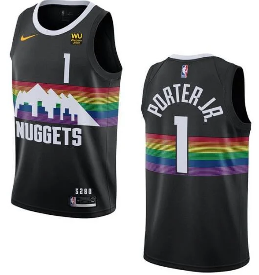 Basketball Jersey With Custom Player Numbers-Nuggets 1 Michael Porter Jr. Black City Edition Swingman Basketball Jersey