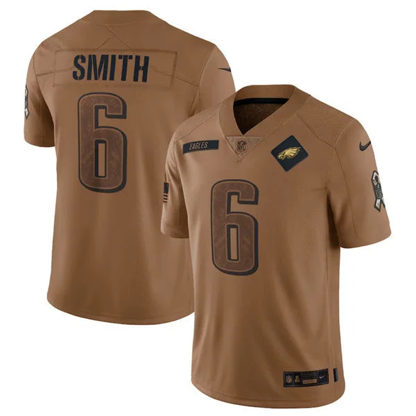 Football Jersey For Softball Fan Gear-Men's Philadelphia Eagles #6 DeVonta Smith 2023 Brown Salute To Service Limited Football Stitched Jersey