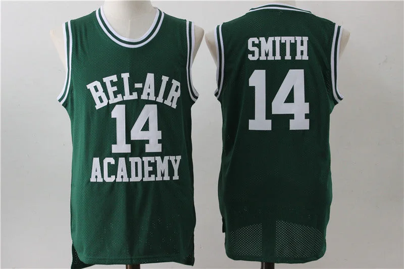 Basketball Jersey For Fan Club Custom Gear-Bel-Air Academy 14 Will Smith Green Stitched Movie Basketball Jersey