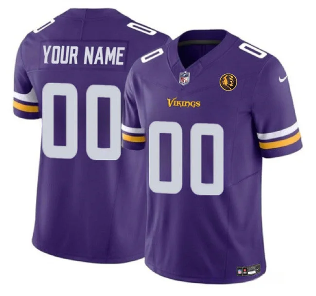 Football Jersey With Personalized Graphics-Men's Minnesota Vikings Active Player Custom Purple 2023 F.U.S.E. With John Madden Patch Vapor Limited Football Stitched Jersey