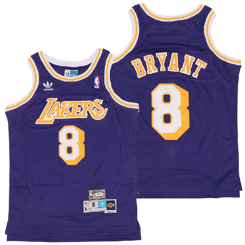 Basketball Jersey With Player Signature Embroidery-Lakers 8 Kobe Bryant Purple Hardwood Classics Basketball Jersey