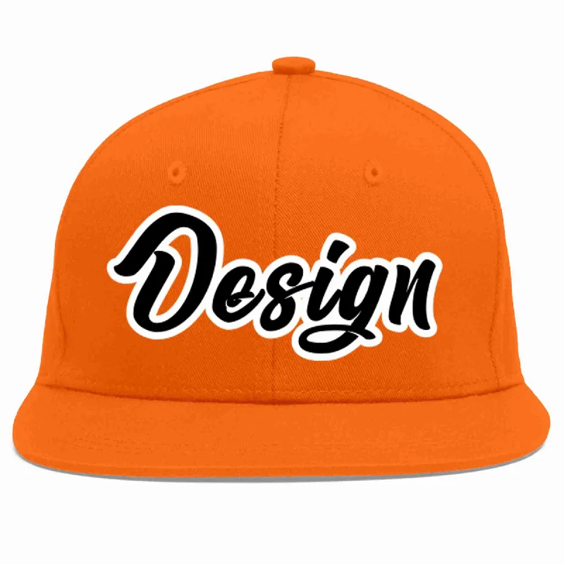 Baseball Cap For Limited-Time Sales-Custom Orange Black-White Flat Eaves Sport Baseball Cap Design for Men/Women/Youth