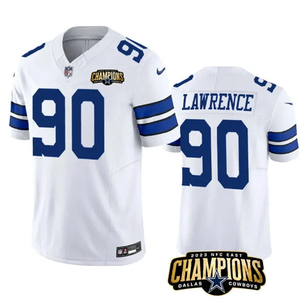 Football Jersey For Official Merchandise-Men's Dallas Cowboys #90 DeMarcus Lawrence White 2023 F.U.S.E. NFC East Champions Patch Football Stitched Jersey