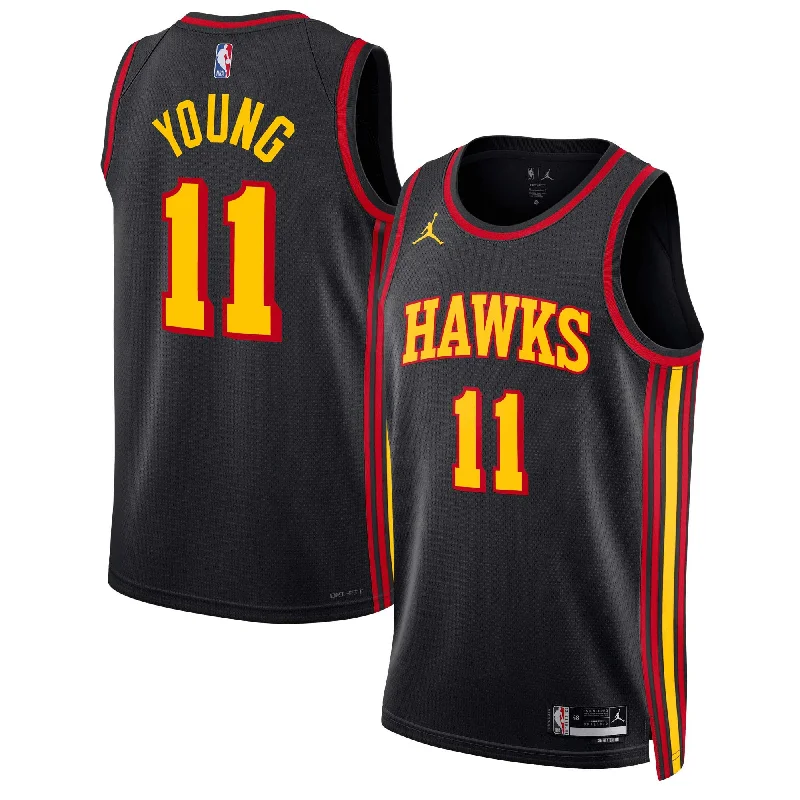 Basketball Jersey With Custom Color Options-Trae Young Atlanta Hawks Jordan Brand Unisex Swingman Basketball Jersey - Statement Edition - Black