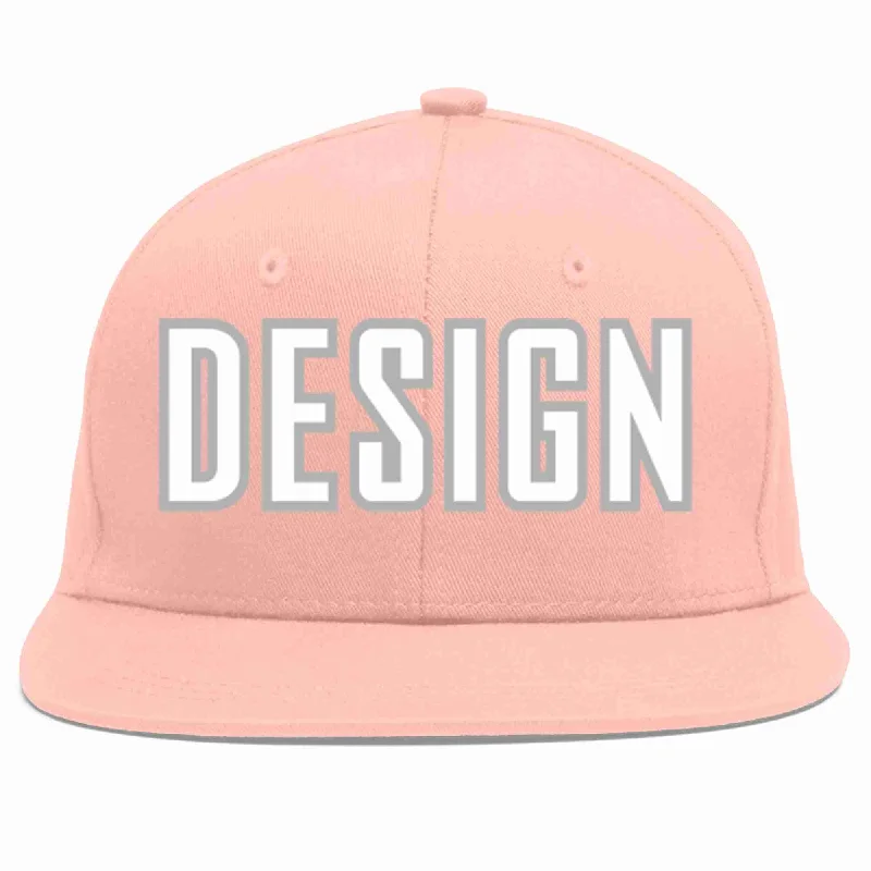 Baseball Cap For Special Edition Orders-Custom Pink White-Gray Flat Eaves Sport Baseball Cap Design for Men/Women/Youth