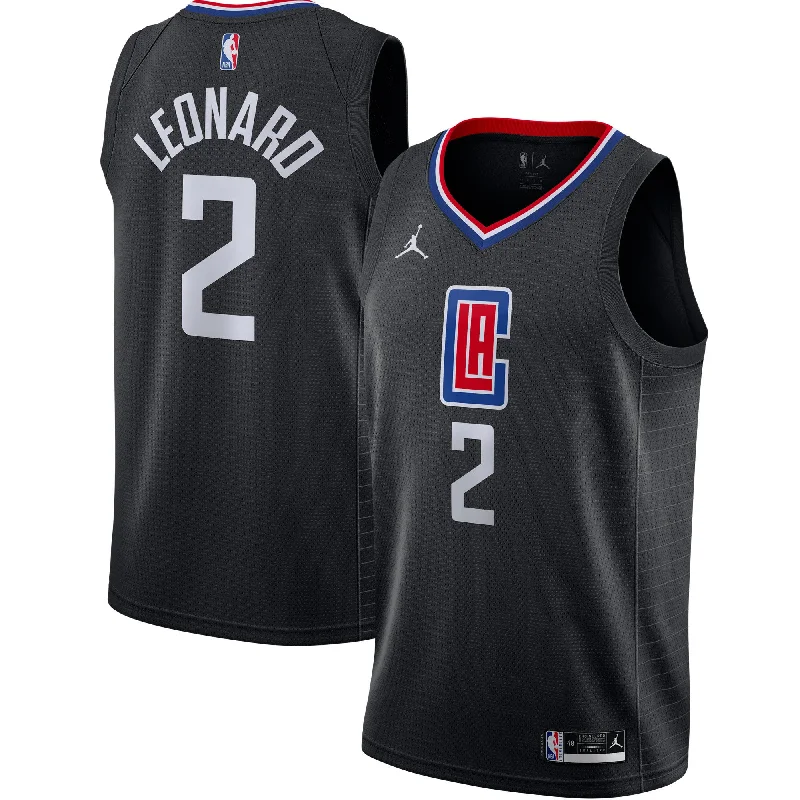 Basketball Jersey For Youth Sports Teams-Kawhi Leonard La Clippers Jordan Brand 2020/21 Swingman Basketball Jersey - Statement Edition - Black