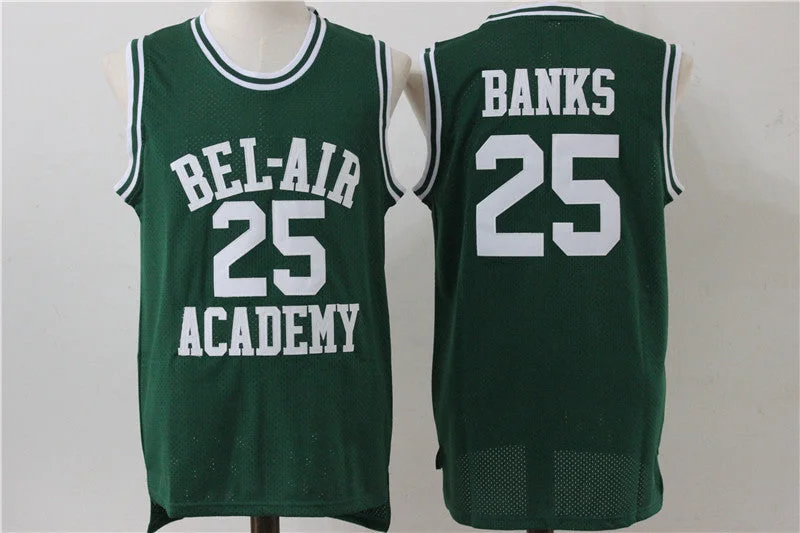 Basketball Jersey For Custom Alumni Gear-Bel-Air Academy 25 Carlton Banks Green Stitched Movie Basketball Jersey