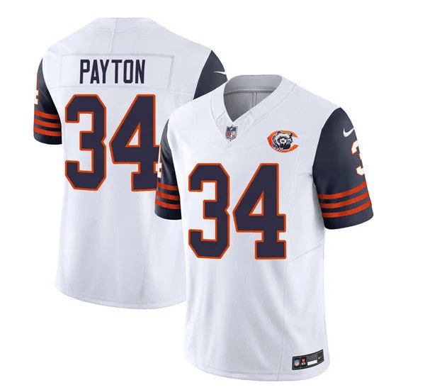 Football Jersey For Adults-Men's Chicago Bears #34 Walter Payton White/Navy 2023 F.U.S.E. Throwback Limited Football Stitched Game Jersey