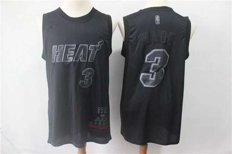 Basketball Jersey For Limited-Edition Team Gear-Heat 3 Dwyane Wade Black Swingman MVP Basketball Jersey