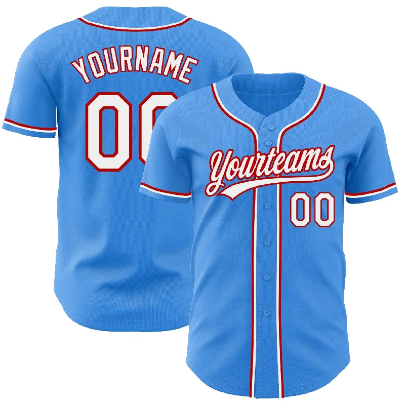 Baseball Jersey For Personalized Tournament Gear-Custom Electric Blue White-Red Authentic Baseball Jersey