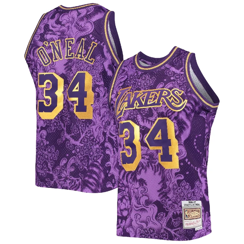 Basketball Jersey For Custom Designs-Shaquille O'neal Los Angeles Lakers Hardwood Classics 1996/97 Lunar New Year Swingman Basketball Jersey - Purple