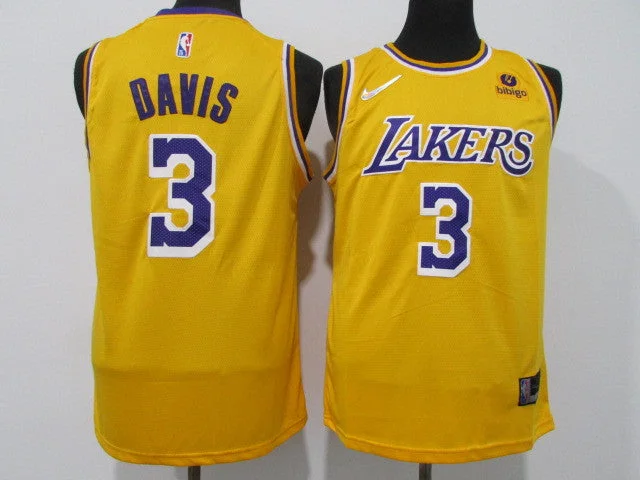 Basketball Jersey For Group Customization-Lakers 3 Anthony Davis Yellow Diamond 75th Anniversary City Edition Swingman Basketball Jersey