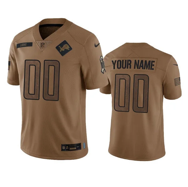 Football Jersey For Custom Team Logos-Men's Detroit Lions Active Player Custom 2023 Brown Salute To Service Limited Football Stitched Jersey