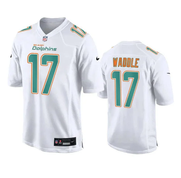 Football Jersey For Personalized Event Gear-Men's Miami Dolphins #17 Jaylen Waddle White Fashion Vapor Untouchable Football Stitched Jersey