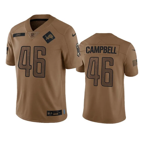 Custom Football Jersey-Men's Detroit Lions #46 Jack Campbell 2023 Brown Salute To Service Limited Football Stitched Jersey