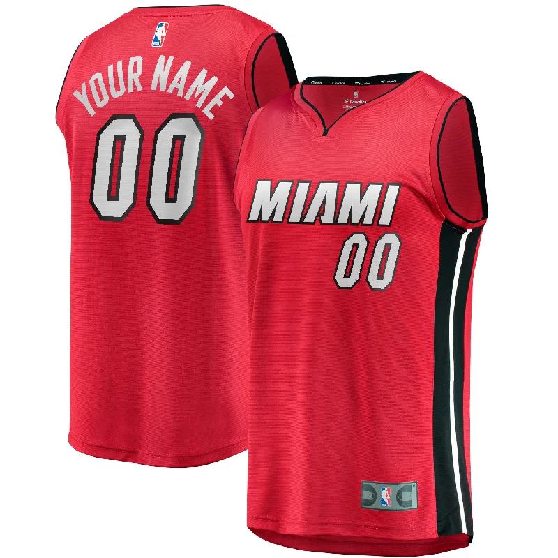 Basketball Jersey For Alumni Gear-Miami Heat Branded Fast Break Custom Basketball Jersey - Red - Statement Edition