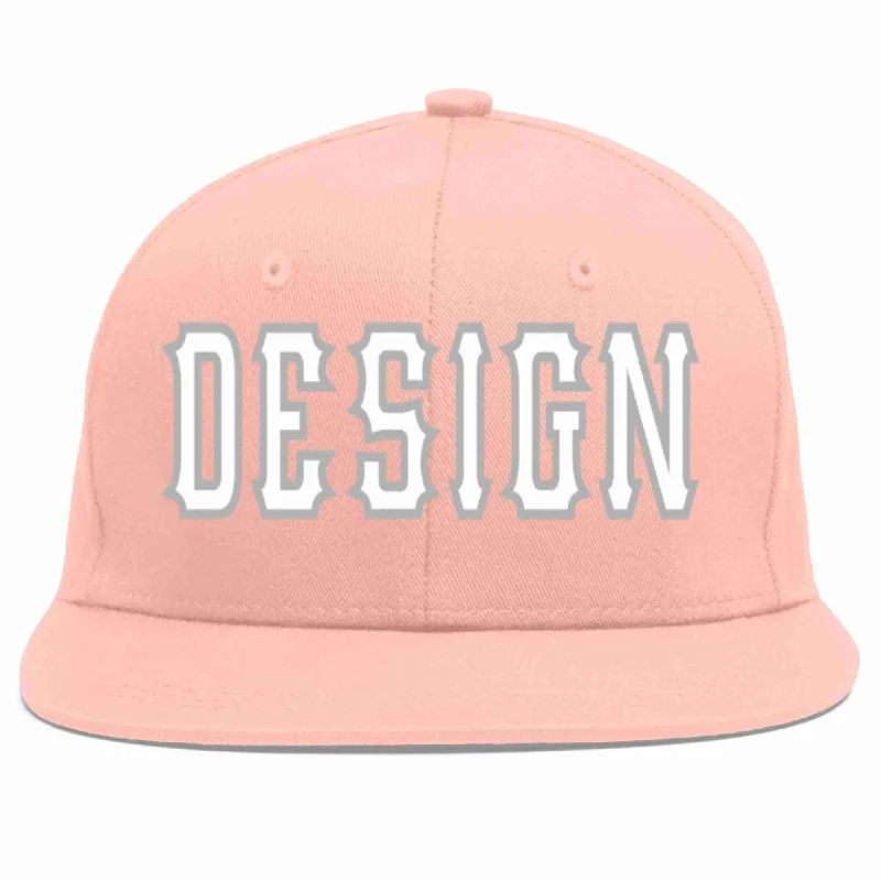 Baseball Cap For Special Event Customization-Custom Pink White-Gray Flat Eaves Sport Baseball Cap Design for Men/Women/Youth