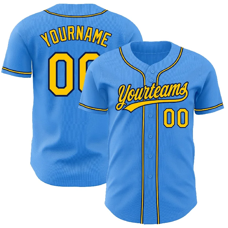 Baseball Jersey For Exclusive Fan Apparel-Custom Electric Blue Yellow-Navy Authentic Baseball Jersey