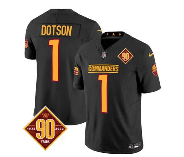 Football Jersey For School Fundraisers-Men's Washington Commanders #1 Jahan Dotson Black 2023 F.U.S.E. 90th Anniversary Vapor Limited Football Stitched Jersey