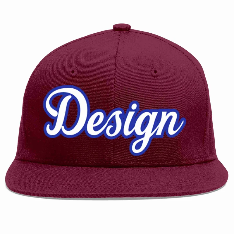 Baseball Cap For Fundraising Campaign Orders-Custom Crimson White-Royal Flat Eaves Sport Baseball Cap Design for Men/Women/Youth