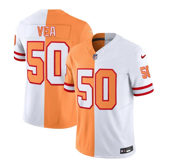 Football Jersey For Team Spirit Merchandise-Men's Tampa Bay Buccaneers #50 Vita Vea 2023 F.U.S.E. White/Gold Split Throwback Limited Football Stitched Jersey