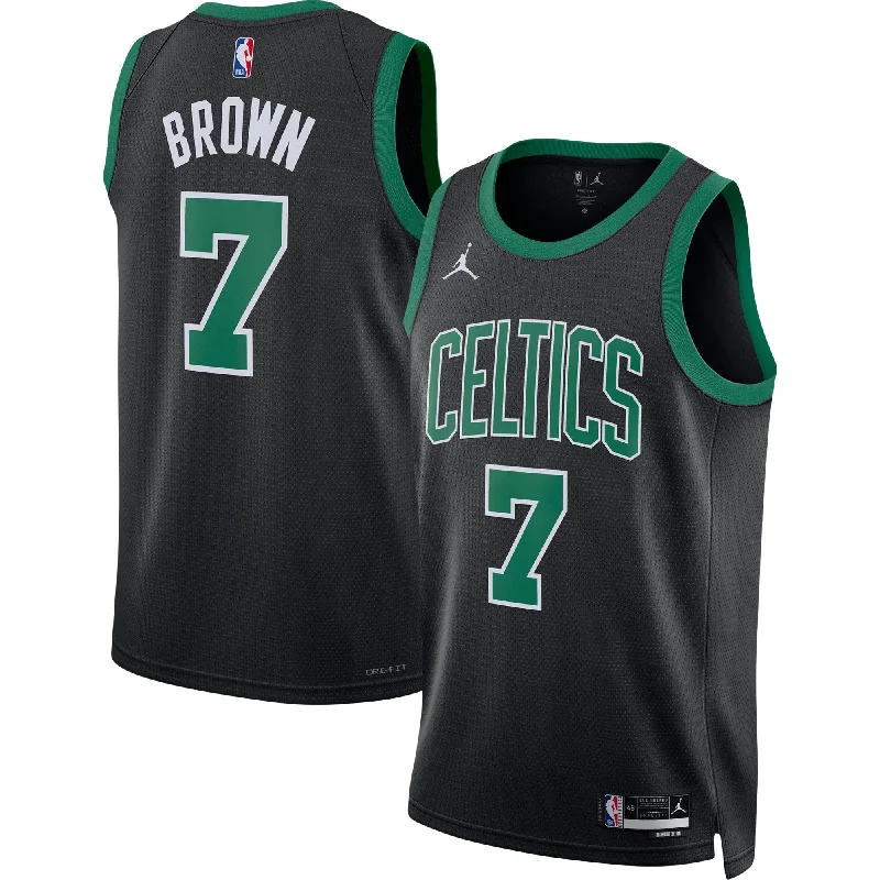 Basketball Jersey With Custom Graphics-Jaylen Brown Boston Celtics Jordan Brand Unisex Swingman Basketball Jersey - Statement Edition - Black