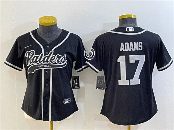 Baseball Jersey For College Teams-Women's Las Vegas Raiders #17 Davante Adams Black With Patch Cool Base Stitched Baseball Jersey(Run Small)