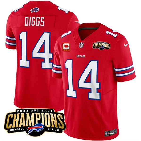 Football Jersey For Family Fan Merchandise-Men's Buffalo Bills #14 Stefon Diggs Red 2023 F.U.S.E. AFC East Champions With 3-star C Ptach Football Stitched Jersey