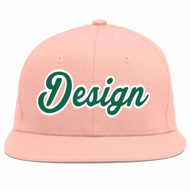 Baseball Cap For Custom Orders And Gifts-Custom Pink Kelly Green-White Flat Eaves Sport Baseball Cap Design for Men/Women/Youth