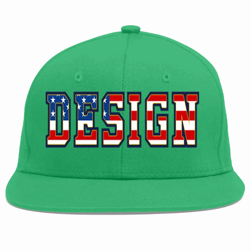 Baseball Cap For Customized Gifts-Custom Teal Vintage USA Flag-Gold Flat Eaves Sport Baseball Cap