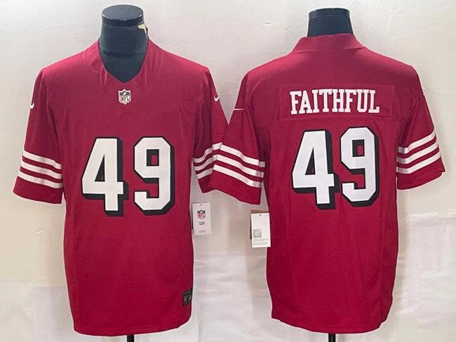 Football Jersey For Custom Tournament Fan Gear-Men's San Francisco 49ers #49 Faithful New Red 2023 F.U.S.E. Football Stitched Jersey