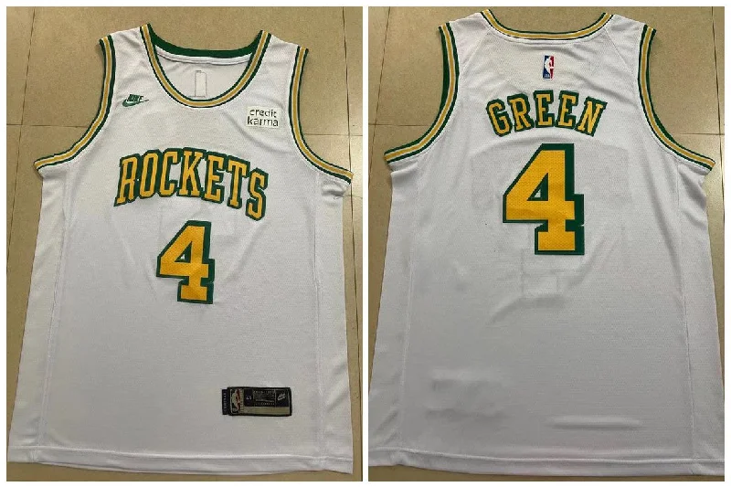 Basketball Jersey For Special Event Merchandise-Rockets 4 Jalen Green White 2022-23 Swingman Basketball Jersey