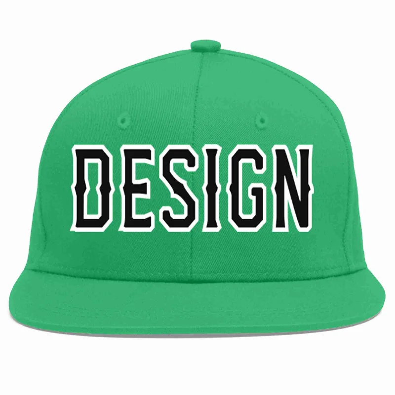 Baseball Cap For Custom Brand Design-Custom Teal Black-White Flat Eaves Sport Baseball Cap