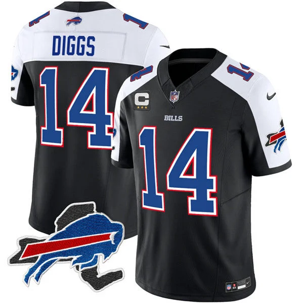 Football Jersey With Player Names-Men's Buffalo Bills #14 Stefon Diggs Black/White 2023 F.U.S.E. New York Patch and 3-Star C Patch Vapor Untouchable Limited Football Stitched Jersey