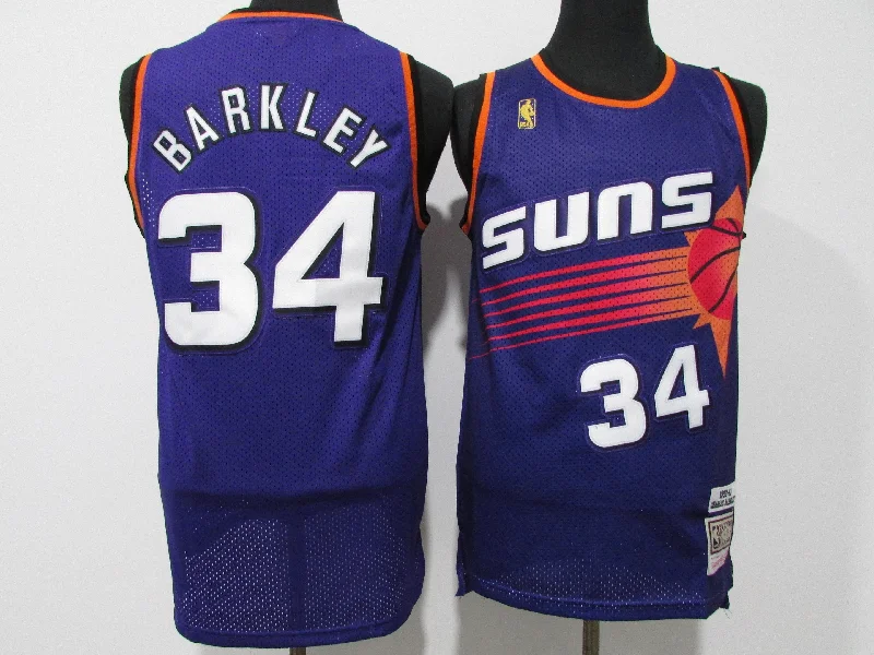 Basketball Jersey For Special Team Gifts-Suns 34 Charles Barkley Purple Hardwood Classics Basketball Jersey