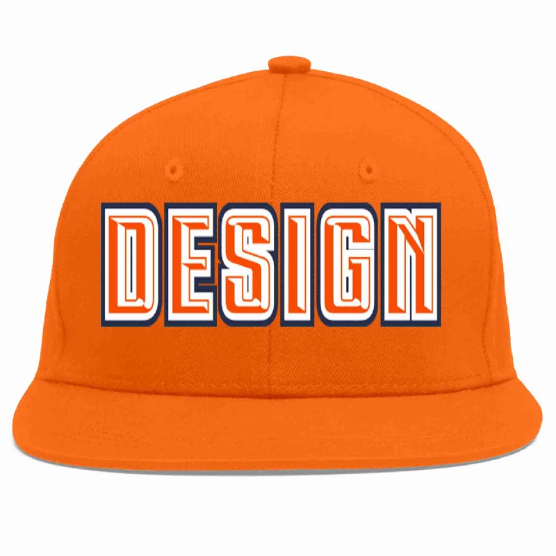 Baseball Cap For Outdoor Activities And Sports-Custom Orange Orange-White Flat Eaves Sport Baseball Cap Design for Men/Women/Youth