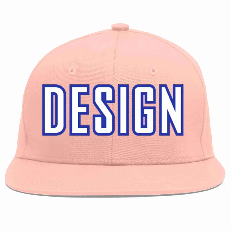 Baseball Cap For Group Fundraising-Custom Pink White-Royal Flat Eaves Sport Baseball Cap Design for Men/Women/Youth