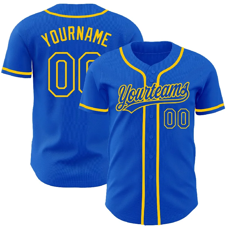 Baseball Jersey For Official Merchandise-Custom Thunder Blue Yellow Authentic Baseball Jersey