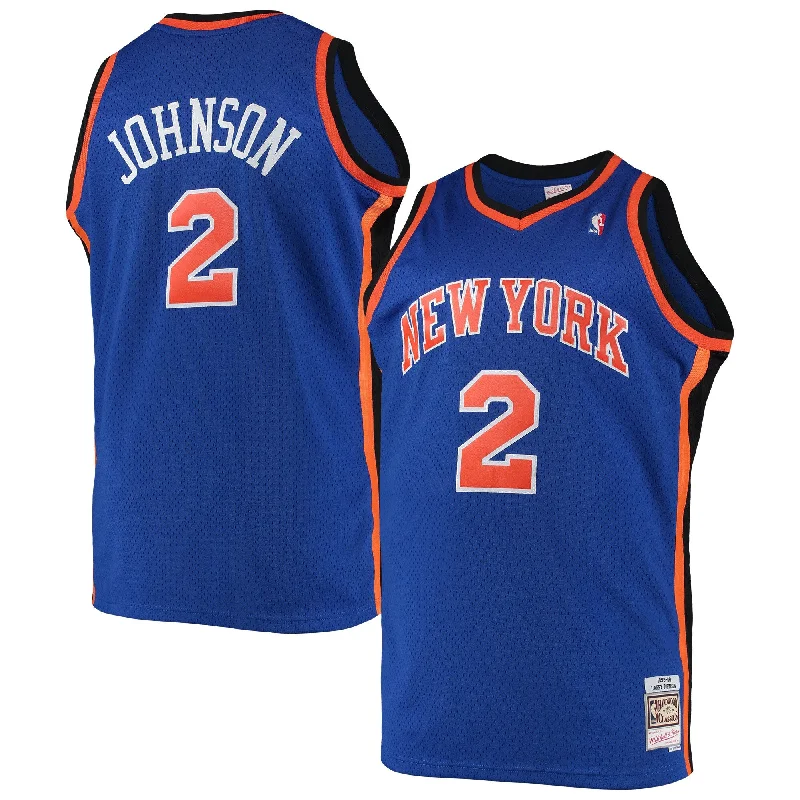 Basketball Jersey For Special Edition Team Orders-Larry Johnson New York Knicks 1998/99 Big & Tall Hardwood Classics Swingman Basketball Jersey - Blue